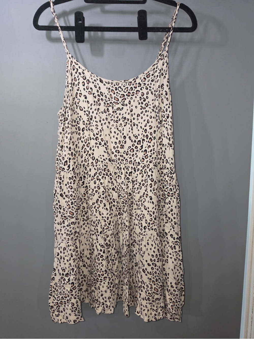 saltwater LUXE Leopard Print Spaghetti Strap Mini Dress - Cream/Black/Brown